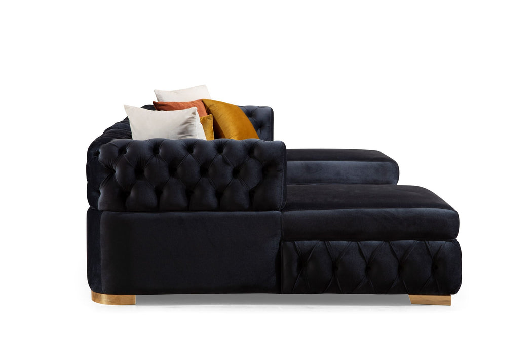 Matilda Charcoal Velvet Double Chaise Sectional