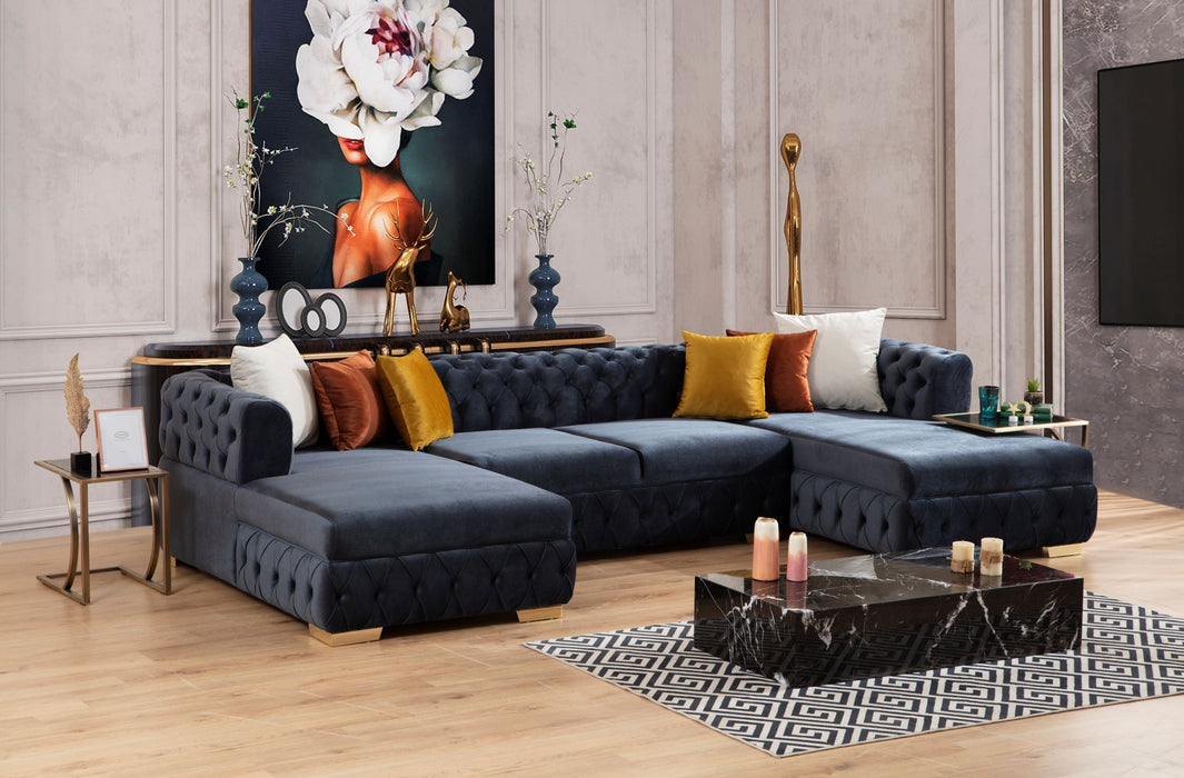 Matilda Charcoal Velvet Double Chaise Sectional