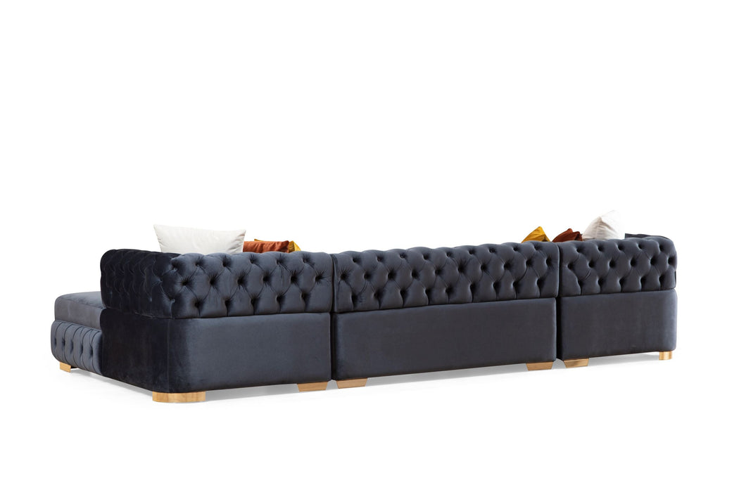 Matilda Charcoal Velvet Double Chaise Sectional