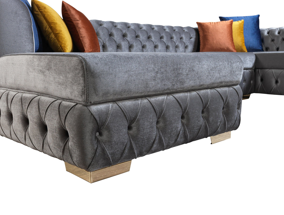 Matilda Gray Velvet Double Chaise Sectional