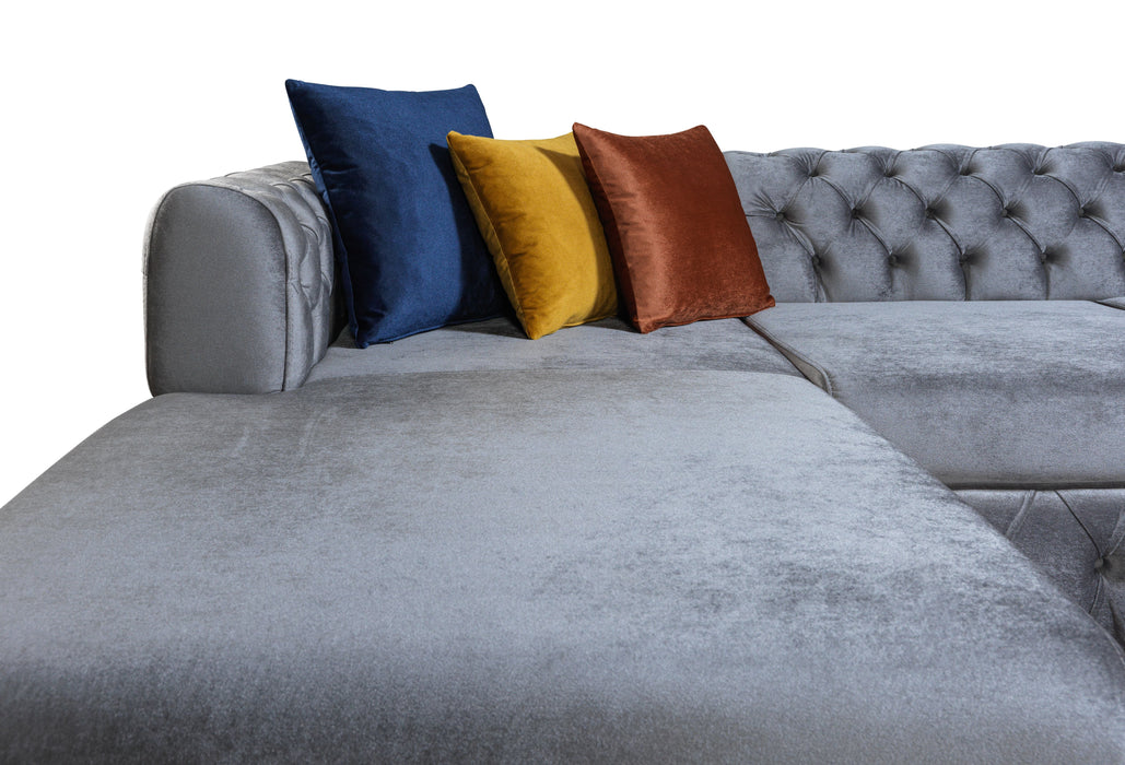 Matilda Gray Velvet Double Chaise Sectional