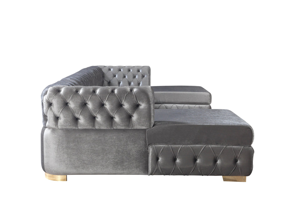 Matilda Gray Velvet Double Chaise Sectional