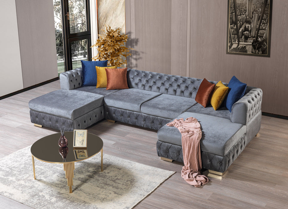 Matilda Gray Velvet Double Chaise Sectional