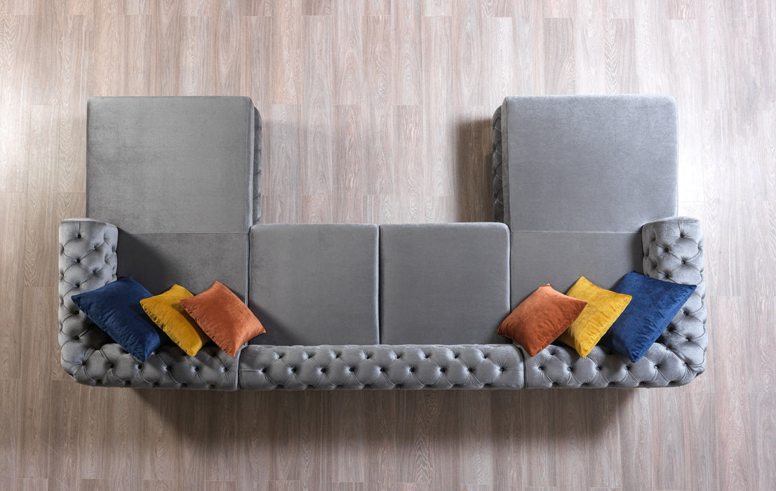 Matilda Gray Velvet Double Chaise Sectional