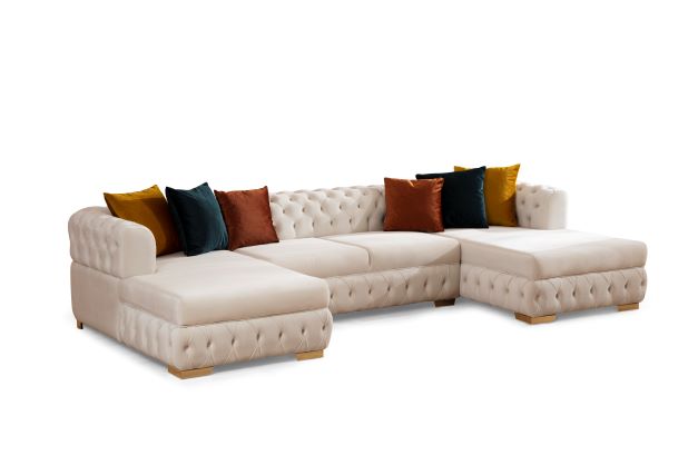 Matilda Ivory Velvet Double Chaise Sectional