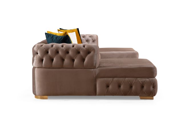 Matilda Stone Velvet Double Chaise Sectional