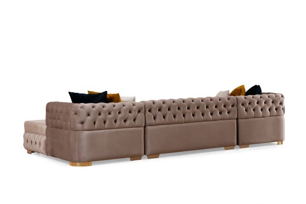 Matilda Stone Velvet Double Chaise Sectional