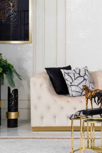 Natalie Ivory Velvet Living Room Set