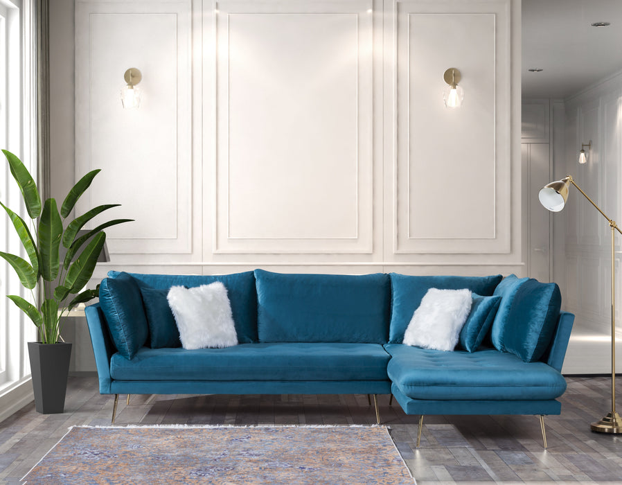 Nessa Teal Velvet RAF Sectional