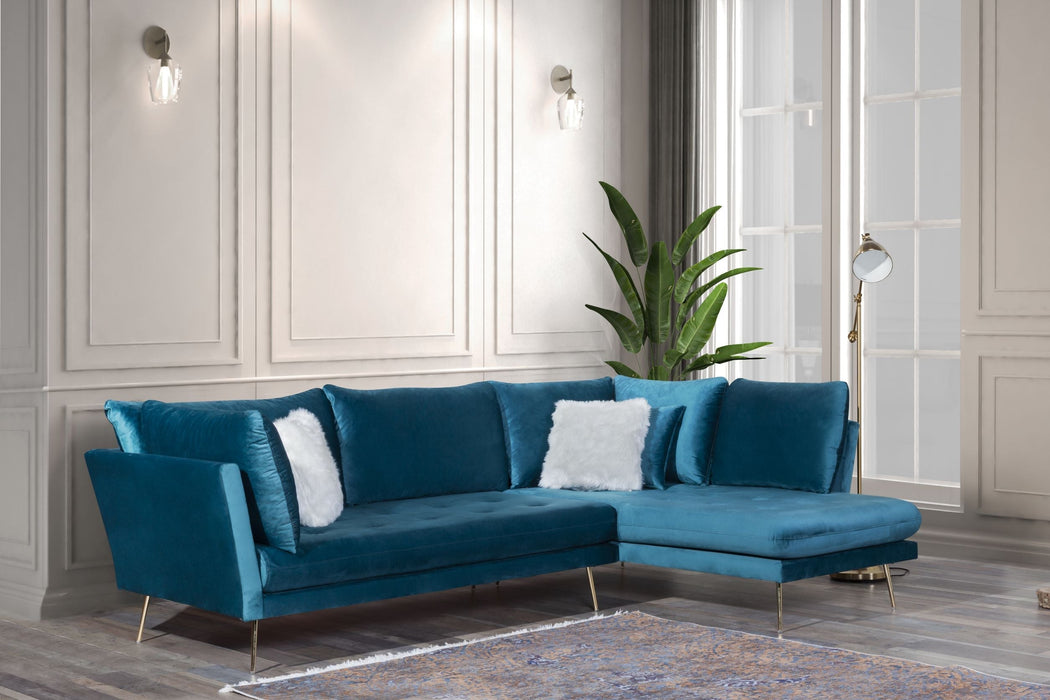 Nessa Teal Velvet RAF Sectional