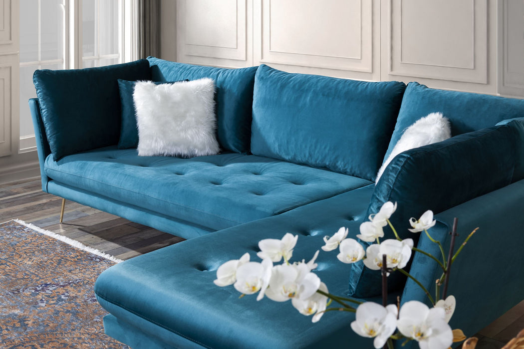 Nessa Teal Velvet RAF Sectional