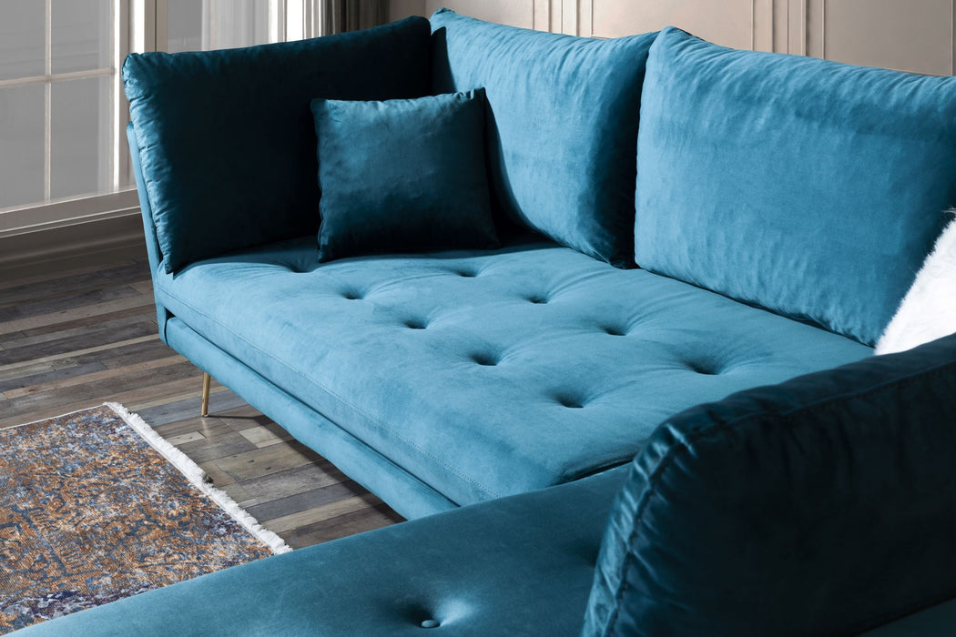 Nessa Teal Velvet RAF Sectional