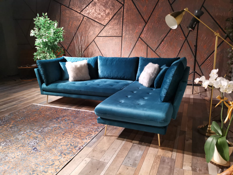 Nessa Teal Velvet RAF Sectional