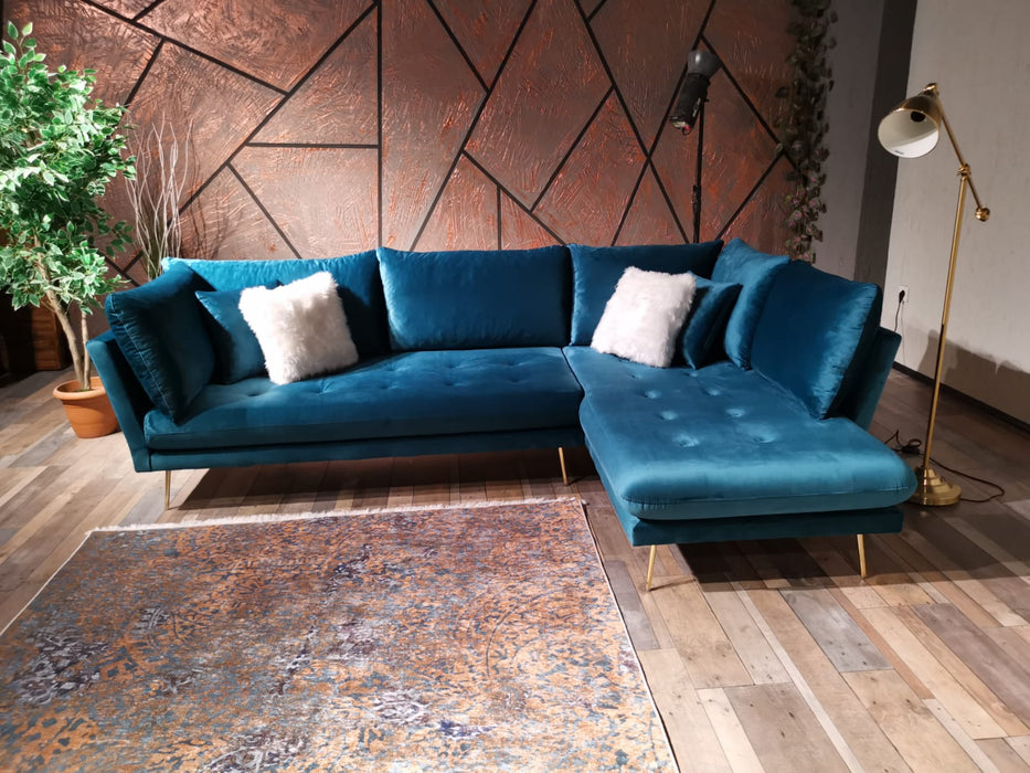 Nessa Teal Velvet RAF Sectional