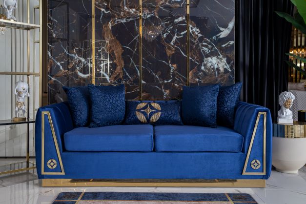 Olympia Navy Velvet Living Room Set