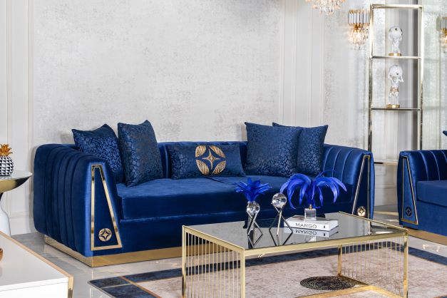 Olympia Navy Velvet Living Room Set