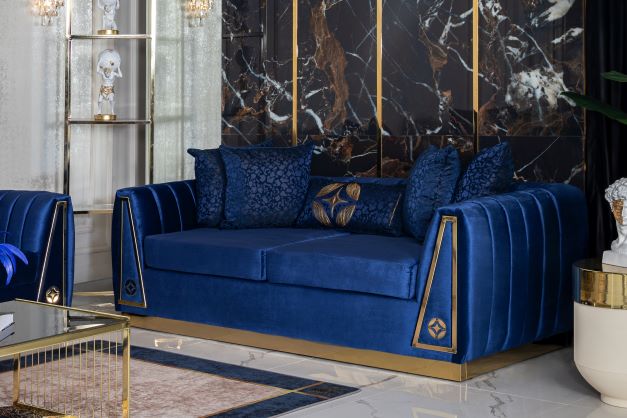 Olympia Navy Velvet Living Room Set