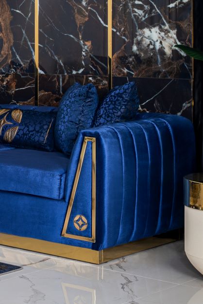 Olympia Navy Velvet Living Room Set