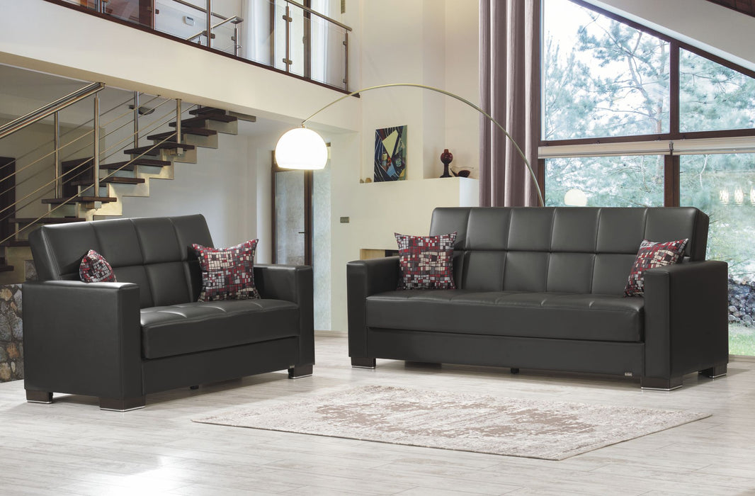 Armada Living Room Set Black Pu #15 3Pc