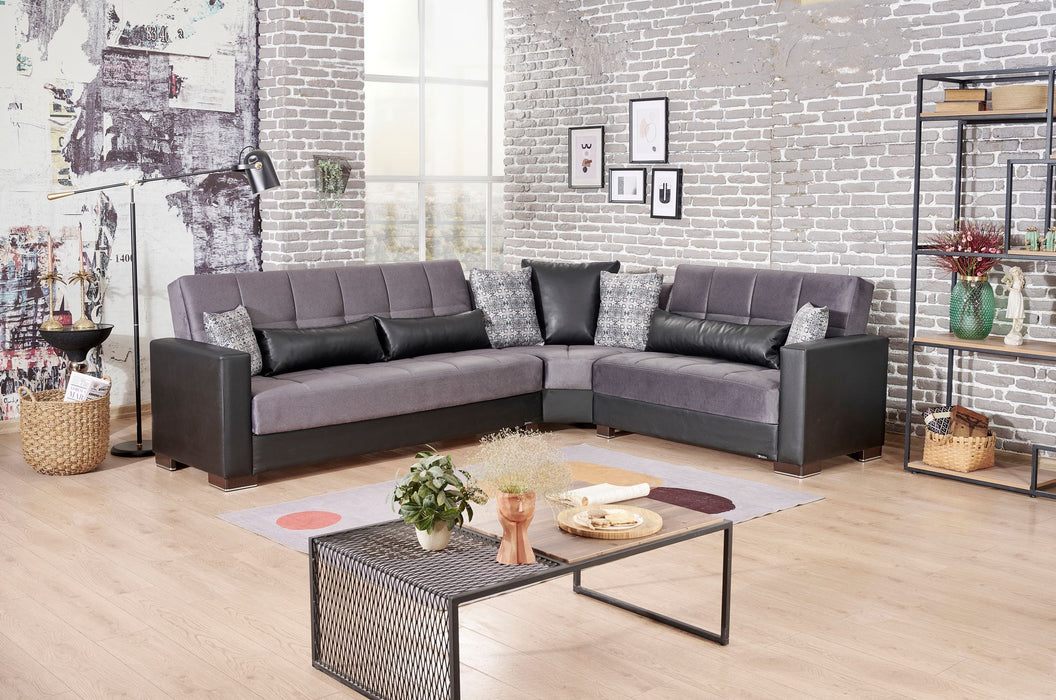 Armada Microfiber Gray/Black Sectional #2