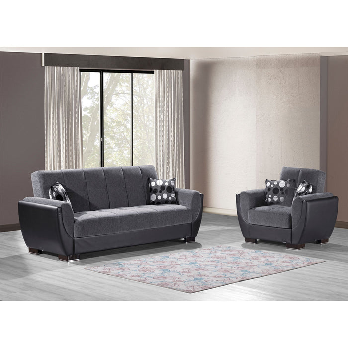 Air Armada Living Room Set Dark Gray/Black 118 3Pc