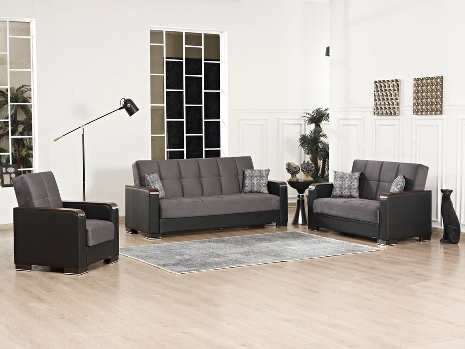Armada X Living Room Set Microfiber Gray/Black #302 3Pc
