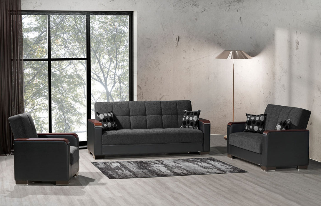 Armada X Living Room Set Dark Gray/Black Pu #318 3Pc