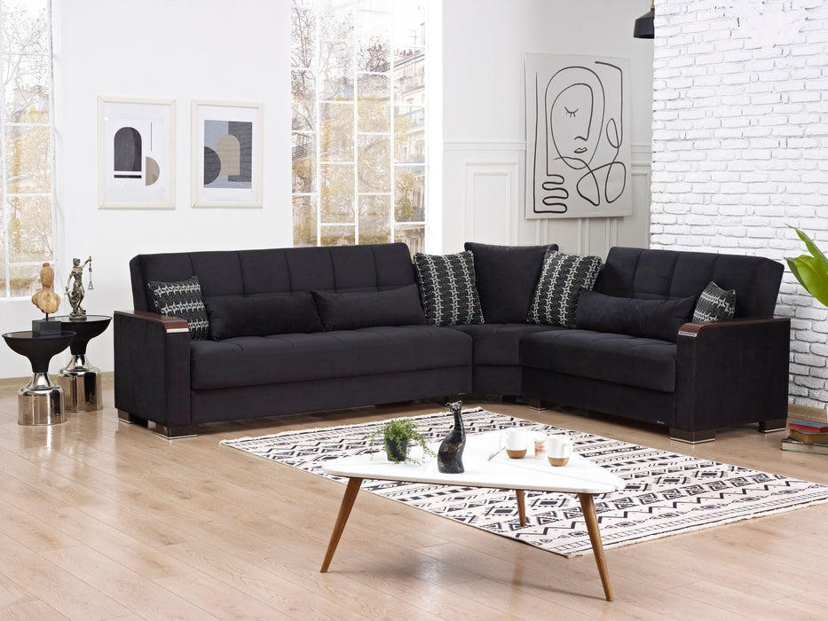 Armada X Microfiber Black Sectional #303