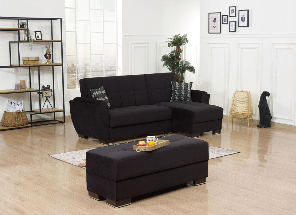 Armada Air Lounge Microfiber Black Sectional + Ottoman #103