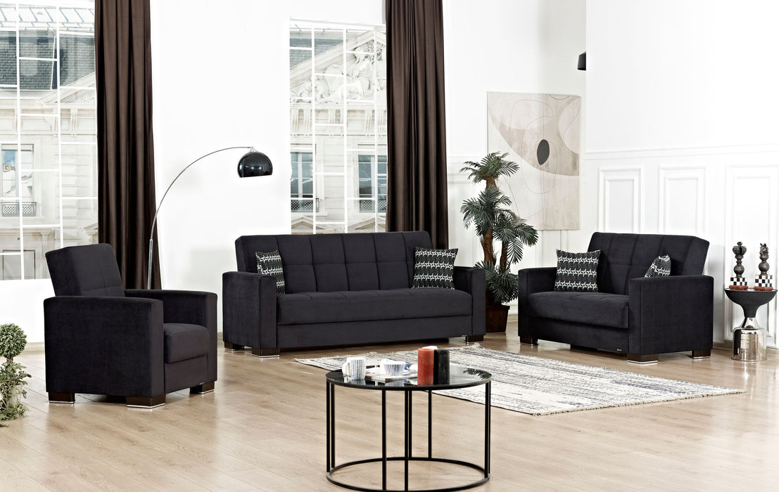 Armada Living Room Set Microfiber Black #3 3Pc