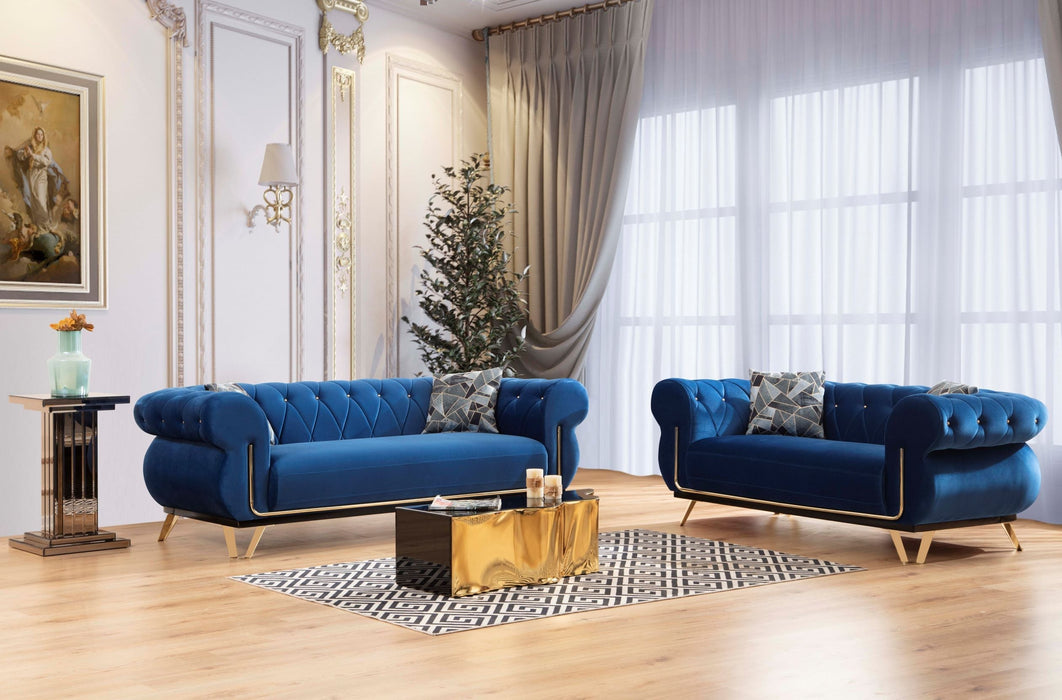 Rosy Navy Living Room Set