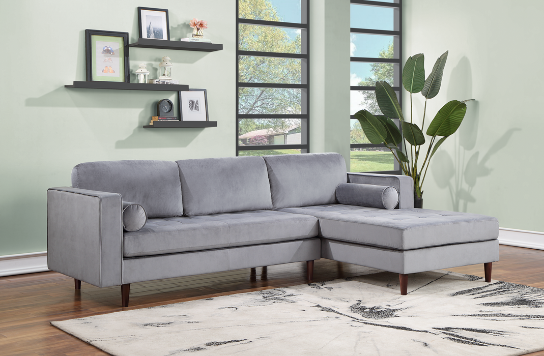 Roxy Grey Velvet RAF Sectional