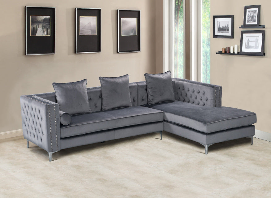 Ava Gray Velvet RAF Sectional