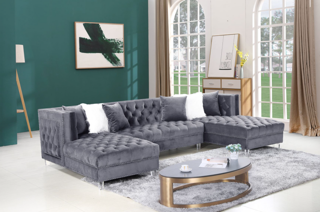 Prada Gray Velvet Double Chaise Sectional