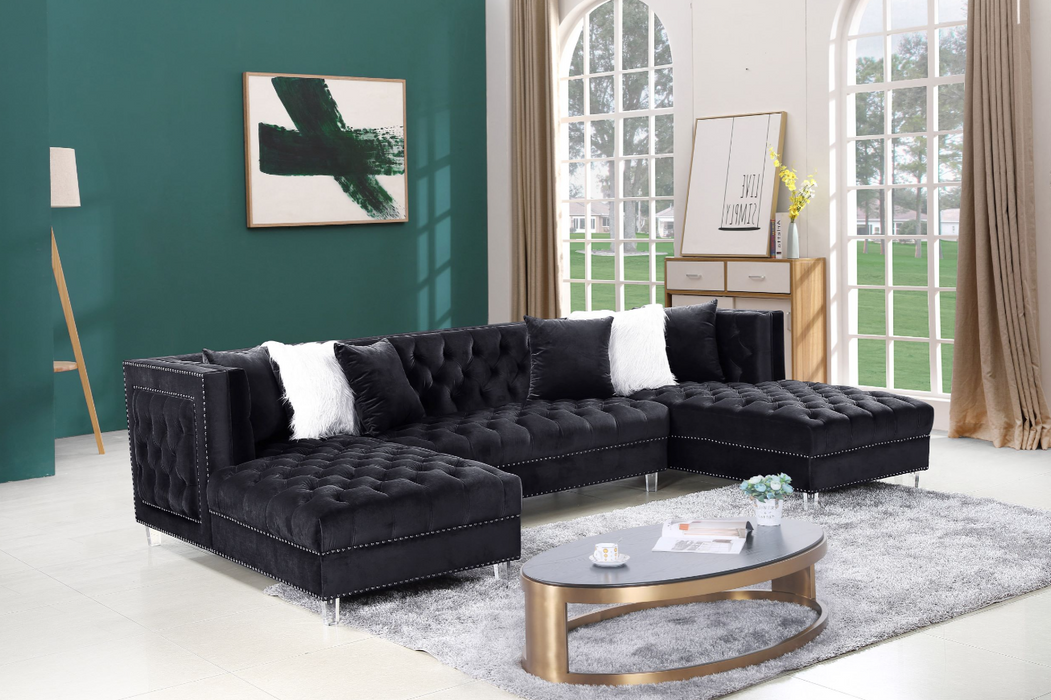 Prada Black Velvet Double Chaise Sectional