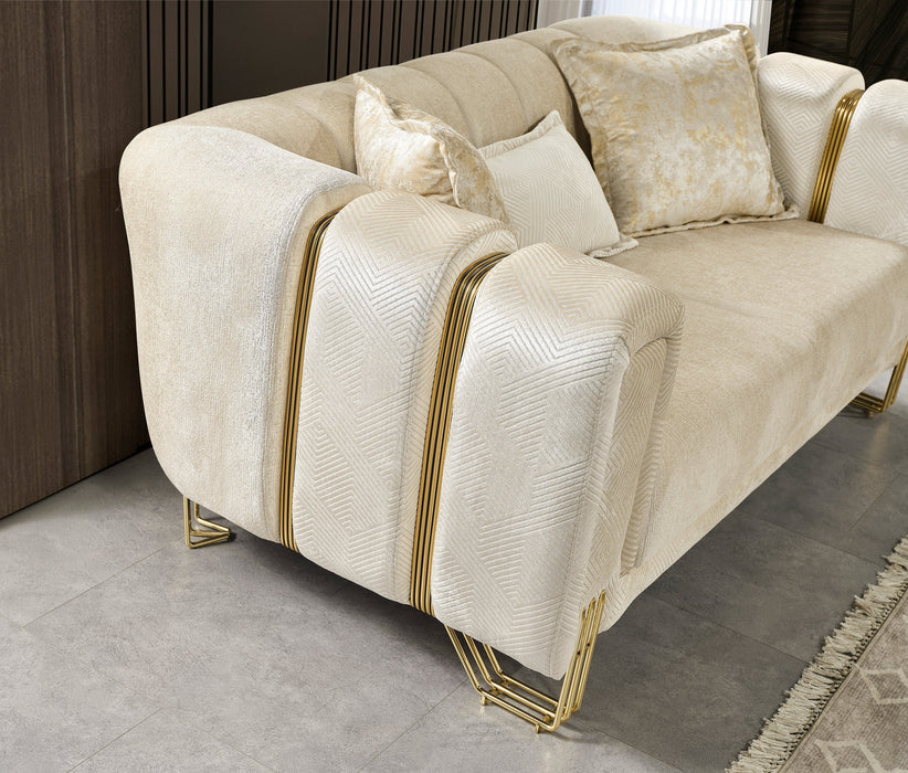 Santana Ivory Velvet Living Room Set