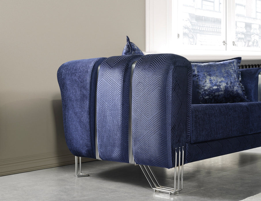 Santana Navy Velvet Living Room Set