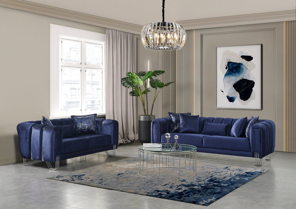 Santana Navy Velvet Living Room Set