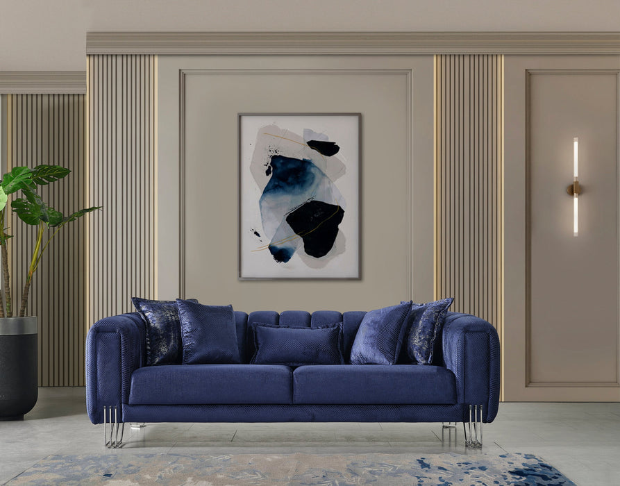 Santana Navy Velvet Living Room Set