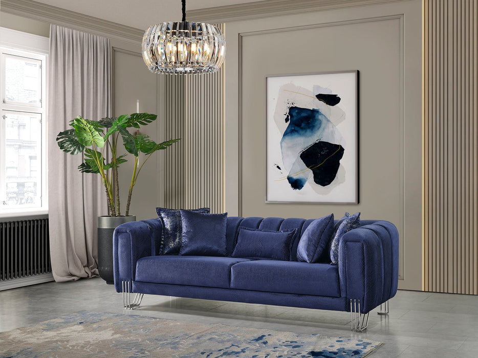 Santana Navy Velvet Living Room Set