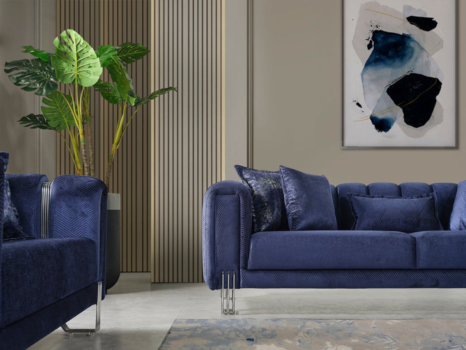 Santana Navy Velvet Living Room Set