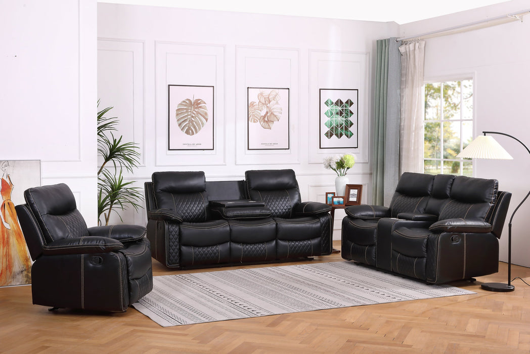 Sara Black 3-Piece Reclining Living Room Set