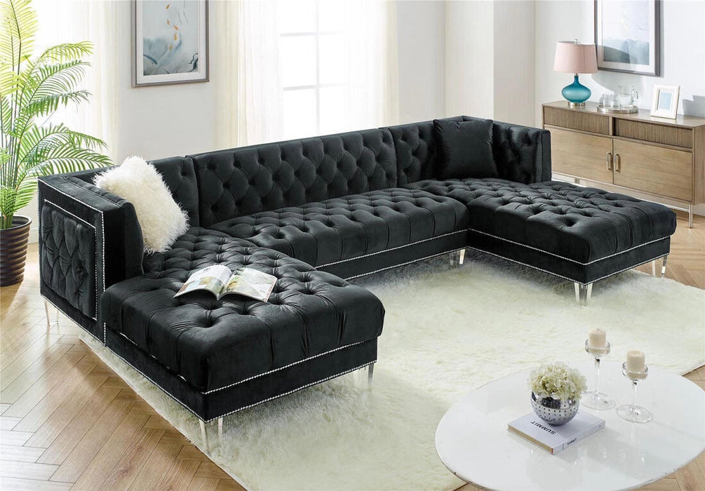 Prada Black Velvet Double Chaise Sectional