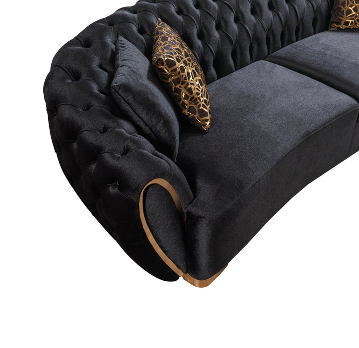 Victoria Black Velvet Living Room Set