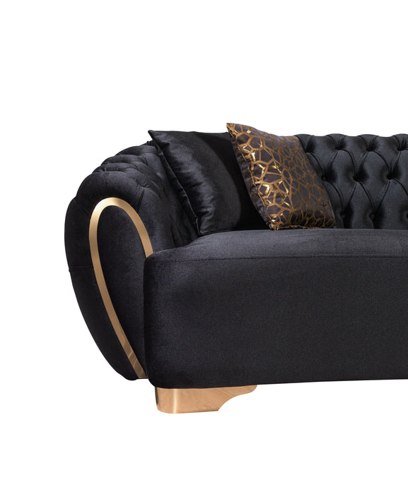 Victoria Black Velvet Living Room Set