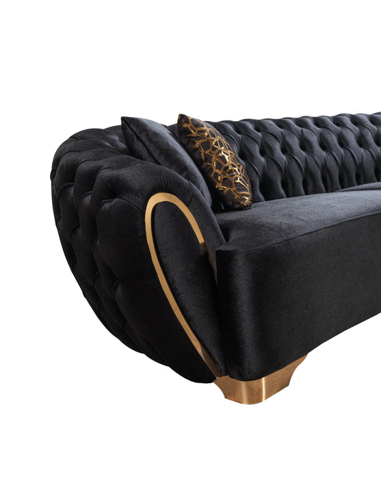 Victoria Black Velvet Living Room Set