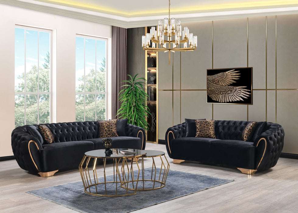 Victoria Black Velvet Living Room Set