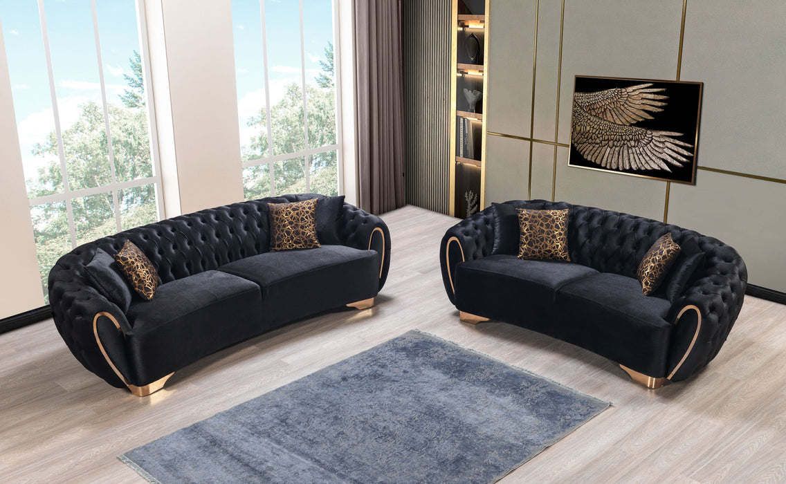 Victoria Black Velvet Living Room Set