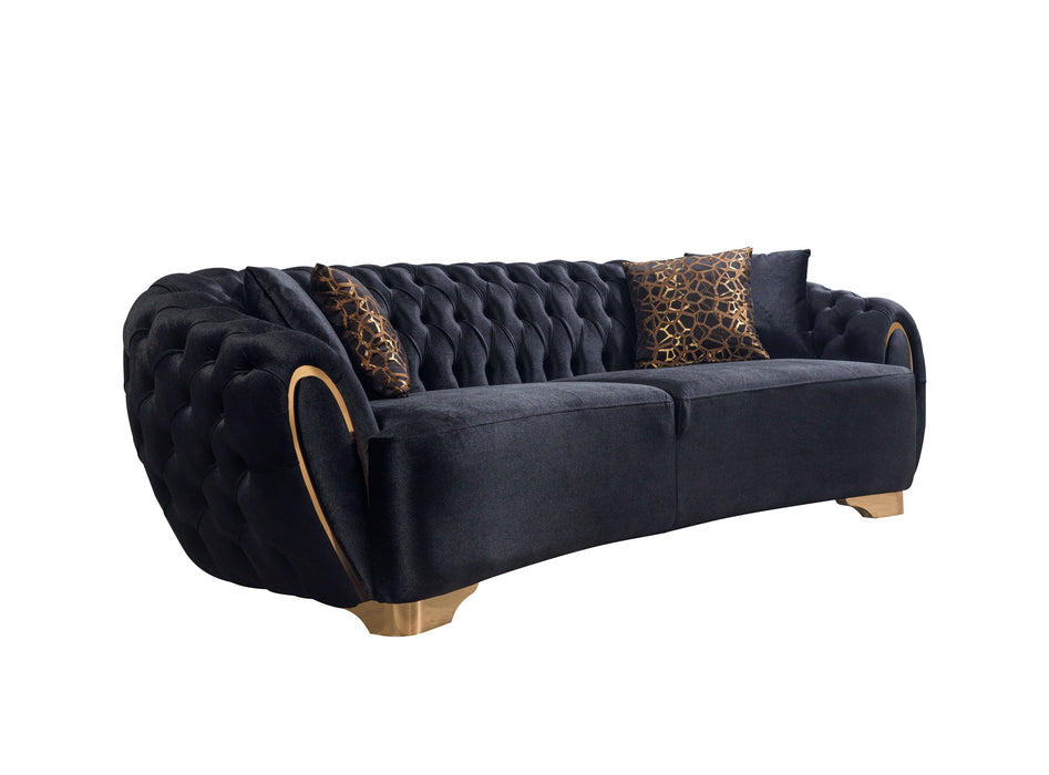 Victoria Black Velvet Living Room Set