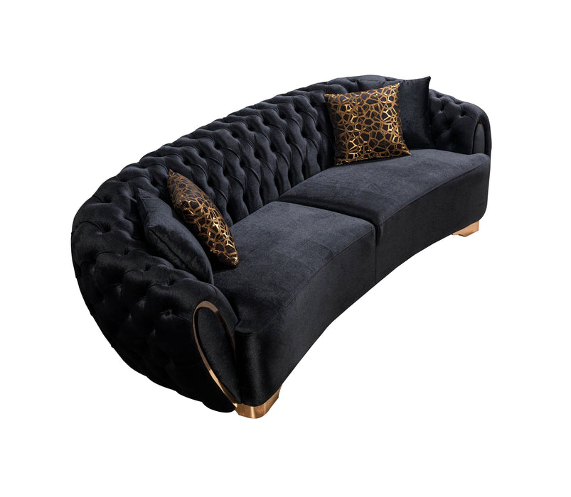 Victoria Black Velvet Living Room Set